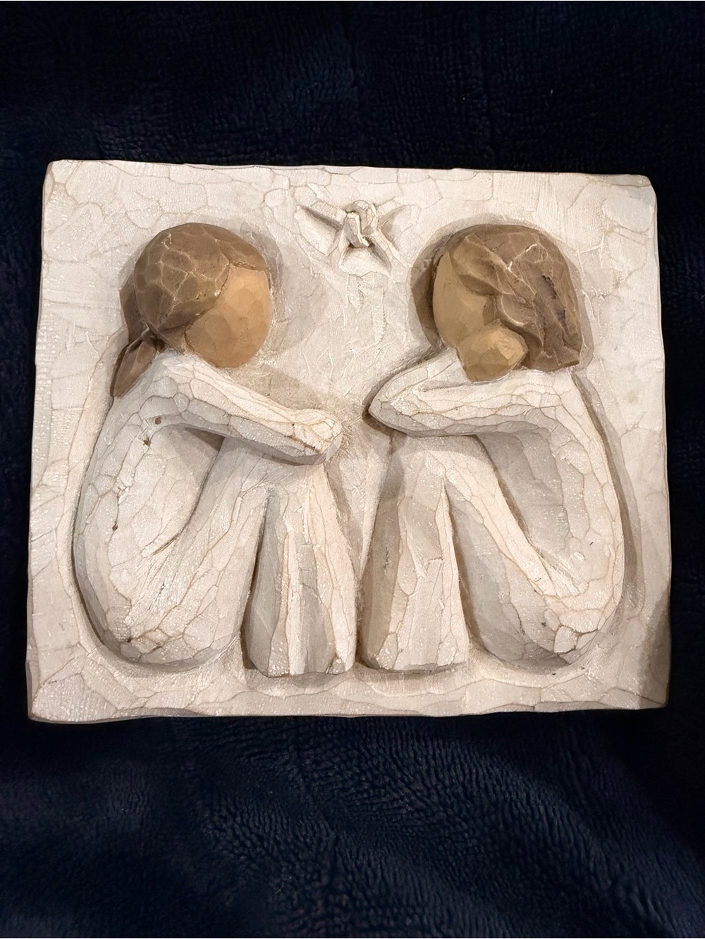 Willow Tree “ Friendship “ Two Figures Wall Plaque in White and Brown